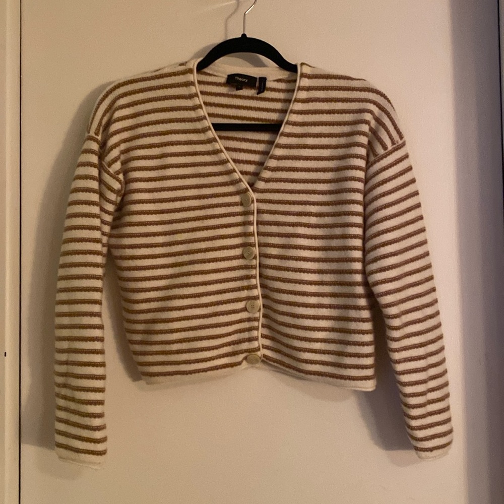 Theory Striped Box Cardi